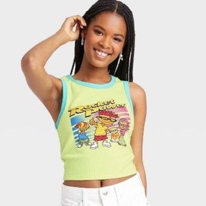 Vintage Nickelodeon Rocket Power Racerback Cropped Graphic Tank Top Green small